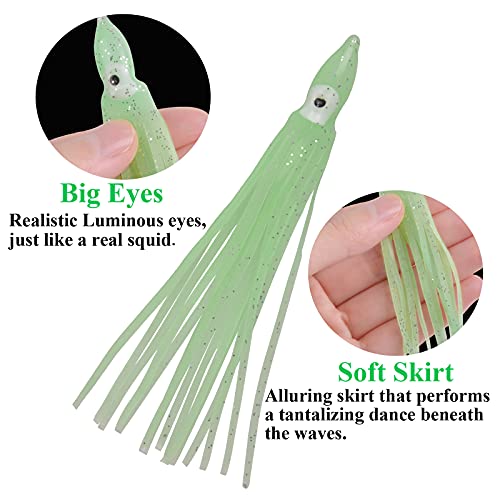 JSHANMEI 30pcs Mixed Color Soft Plastic Octopus Lures 2.75in Saltwater Fishing Baits