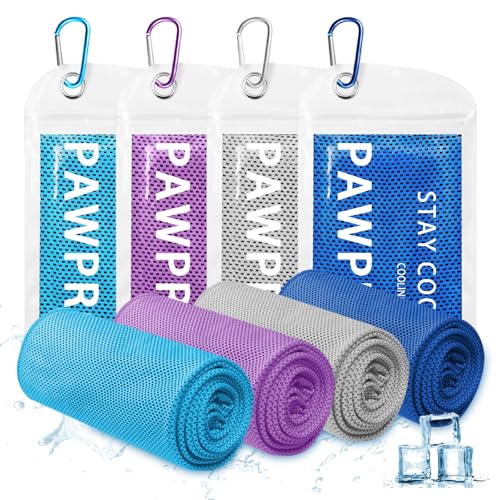 Cooling Towels for Neck and Face - 4 Pack, Soft & Breathable, Multicolor