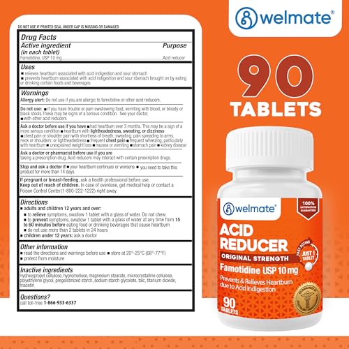 Famotidine Acid Reducer 10mg - Heartburn Relief - 90 Tablets