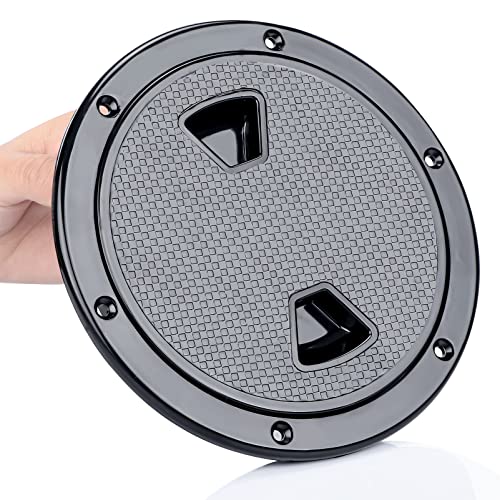 Smartmarine 6-Inch Black Round Boat Hatch Non-Slip Inspection Cover for Marine Yachts