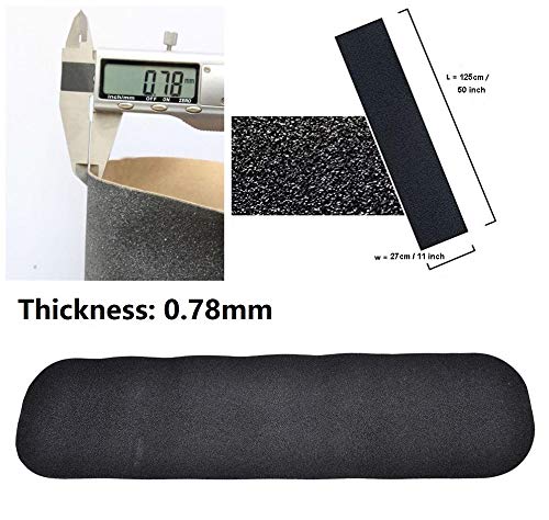 10.6x49.2 Inch Black Skateboard Grip Tape Sheet for Longboards & Skates