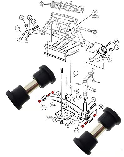 Heavy Duty Front Leaf Spring Bushing & Sleeve Kit for Club Car DS Golf Carts