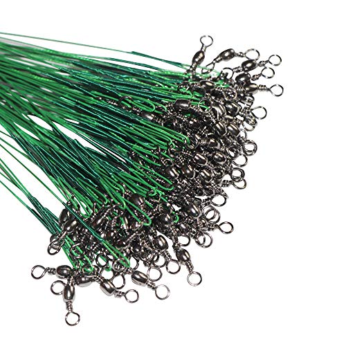60PCS Nylon-Coated Fishing Wire Leaders with Swivels & Snaps - 3 Sizes, Durable & Abrasion-Resistant