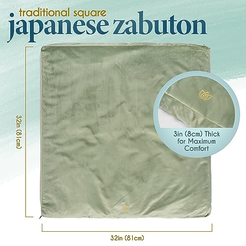Meditation Cushion - Velvet Floor Pillow with Buckwheat Fill - Grey
