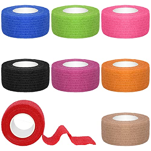 Self-Adhesive Bandage Wrap - 1 Inch, 8 Rolls in Rainbow Colors