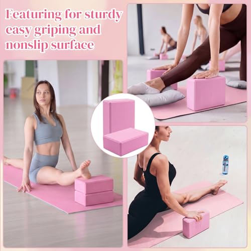 9-Piece Yoga Set with Blocks, Knee Pads, Socks & Bag - Pink