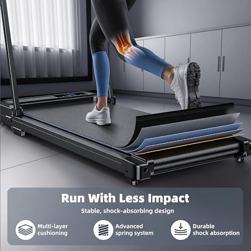Folding Treadmill with Handle Bar - Compact Indoor Walking Pad