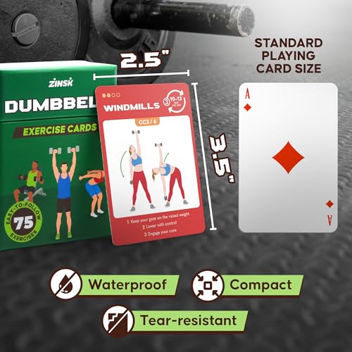 75 Dumbbell Workout Cards - Full Body Exercise Deck for Home Fitness