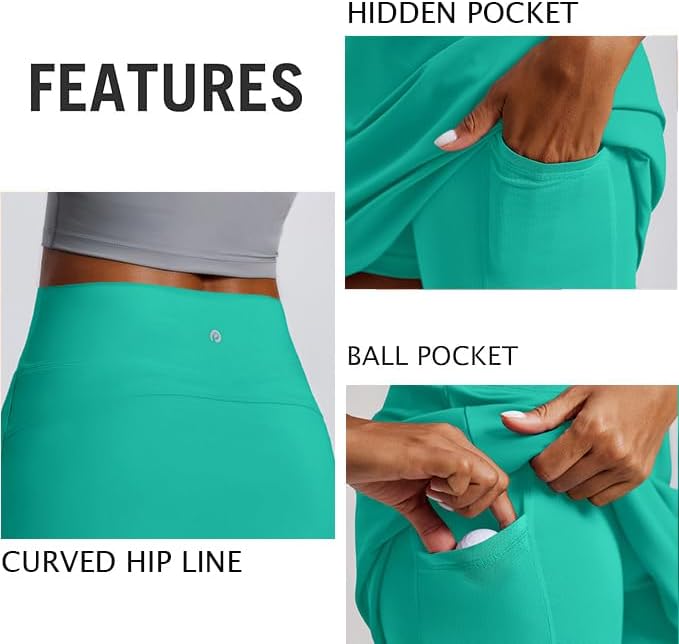 PINSPARK Golf Skirts for Women - High Waisted Tennis Skirt with 2 Pockets | UPF 50+ Stretch Athletic Design