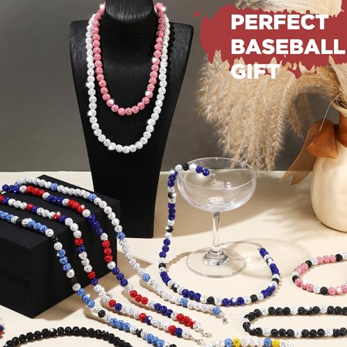 Bling Baseball Necklace - 12 Pcs Ice Beaded Necklaces - Mixed Colors