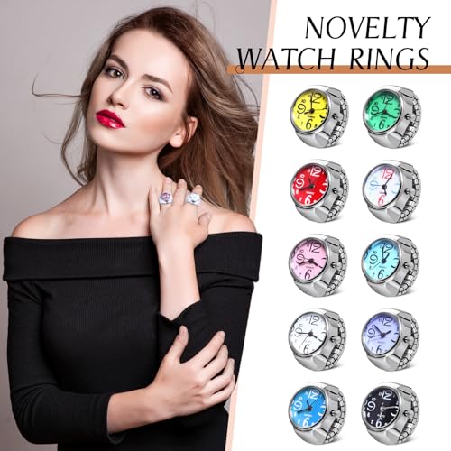 Adjustable Finger Watches - 10 Pcs Creative Quartz Ring Set
