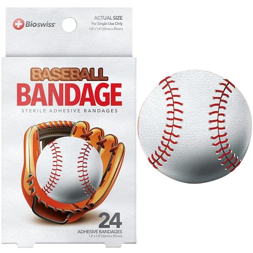 Baseball-Shaped Adhesive Bandages - Latex Free, 24 Count