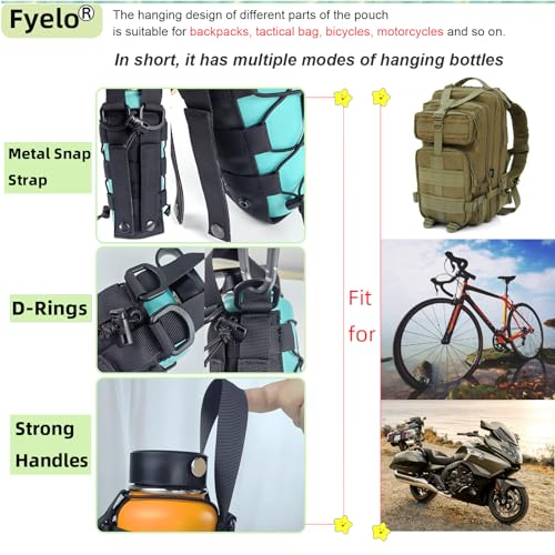 Fyelo Basic Molle Water Bottle Holder - Adjustable 16-76 oz Outdoor Pouch, Black