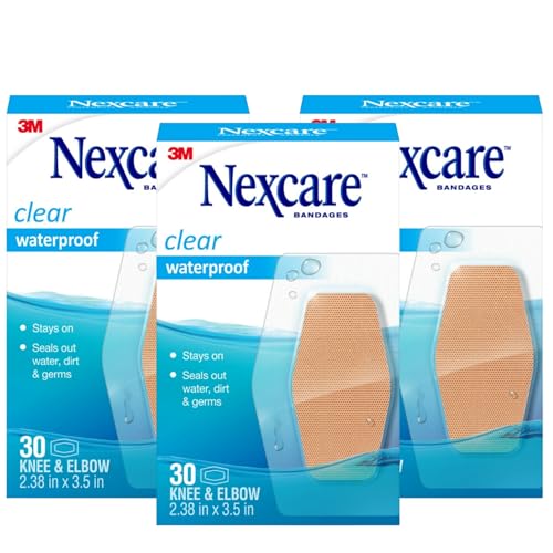 Nexcare Waterproof Clear Bandages for Knee and Elbow, Large 2.38 x