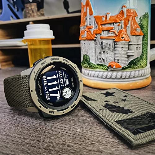 AHXLL 3-Pack Breathable Nylon Wristbands for Garmin Instinct 45mm, Tactical, Solar, Tide, Esports - Black/Gray/Army Green