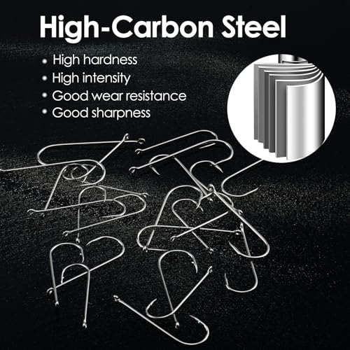Aberdeen Sea Fishing Hooks - 25 Pcs High Carbon Steel Barbed Hooks - 2/0