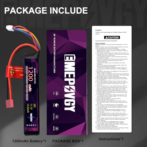 11.1V 1200mAh 3S LiPo Battery Pack for Airsoft Guns - T Plug