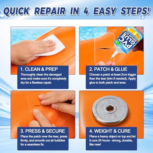 Air Mattress Patch Kit - Waterproof Vinyl Repair with PVC Glue
