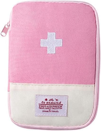 Compact Pink First Aid Bag - Empty Medical Pouch for Travel