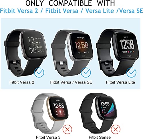 AK 6 Pack Sport Bands for Fitbit Versa 2/Versa/Versa Lite/SE Small - Olive Green/Blue/Black/Purple/Lavender/Peach