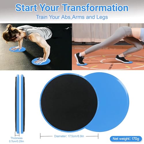 Dual-Sided Exercise Gliding Discs - Core Workout Fitness Sliders - Blue