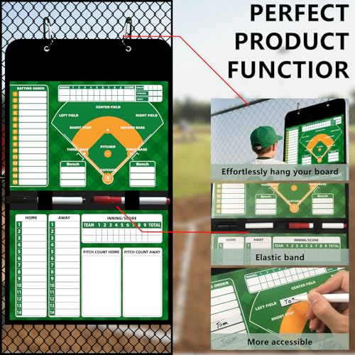Magnetic Baseball Lineup Board with 60 Magnets - Dugout Organizer