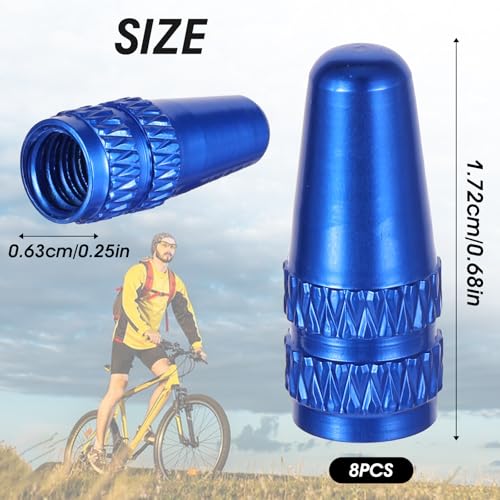 16-Pack Aluminum Presta Valve Caps - 8 Colors for Bicycles