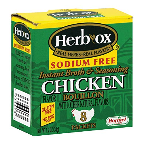 Herb-Ox Chicken Instant Broth & Seasoning - Sodium Free, 8-Count Packets (Pack of 12)