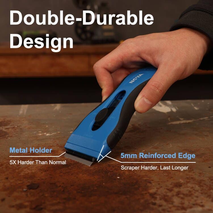 Nova Auto-load Razor Blade Scraper With 16 Extra Standard Razor Blades, Ergonomic Handle, Blades Storage, Cleaning Plastic Scraper Tool for Glass Stove Top, Paint, Window, Oven Door and Cooktop