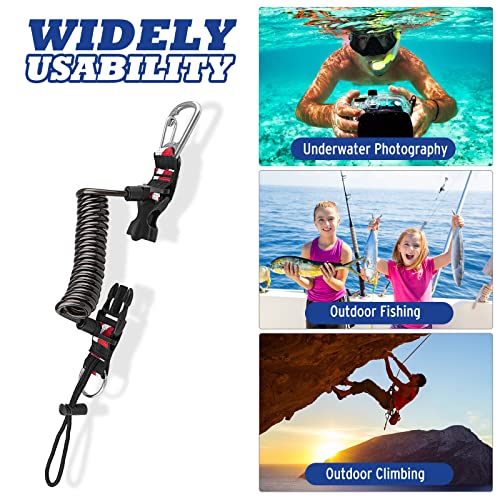 OVOVFANY Black Coiled Diving Lanyard with Quick Release Buckle