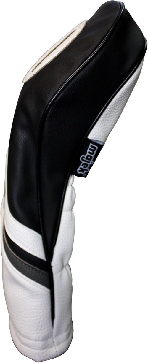 Majek Retro Golf Headcover Gray Black and White Vintage Leather Style 1 Driver Head Cover Fits 460cc Drivers