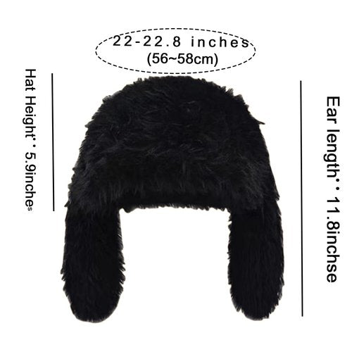 Bunny Ears Hat Fuffy Bunny Hat Cute Y2K Furry Rabbit Beanies for Indoor Outdoor Festival Party Black