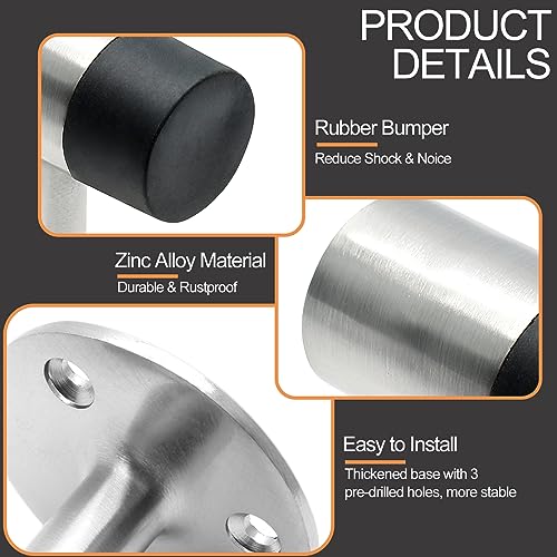 3-Inch Heavy Duty Floor Stopper - Brushed Nickel, 1 Piece
