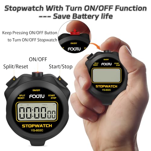 Simple Silent Stopwatch Timer - Black & Blue - Easy to Use