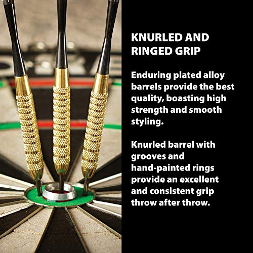 Steel Tip Darts Set with Amber Plated Barrels - 17g
