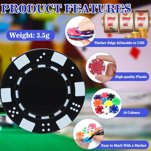 Coopay 100 Pcs Multicolor Plastic Poker Chips Set for Texas Hold'em & Blackjack