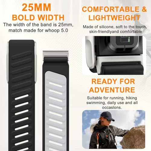 Silicone Sport Band for Whoop 5.0 - Adjustable, Waterproof Strap