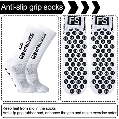 Jspupifip 8 Pairs Men's Non-Slip Soccer Grip Socks White One Size Sports Socks