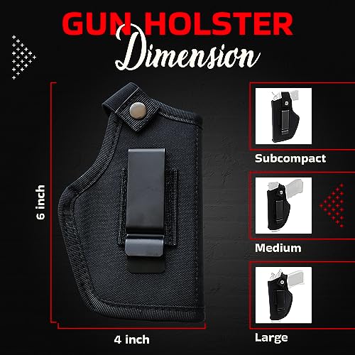 Universal IWB/OWB Concealed Carry Gun Holster - Ambidextrous - Black