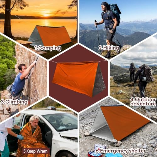 Deecam 2-Person Mylar Emergency Tent Orange 94x59