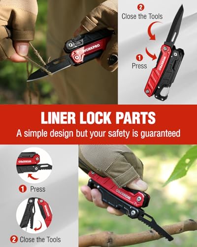 WORKPRO 11-in-1 Multitool Pliers with Red Pocket Clip & Sheath