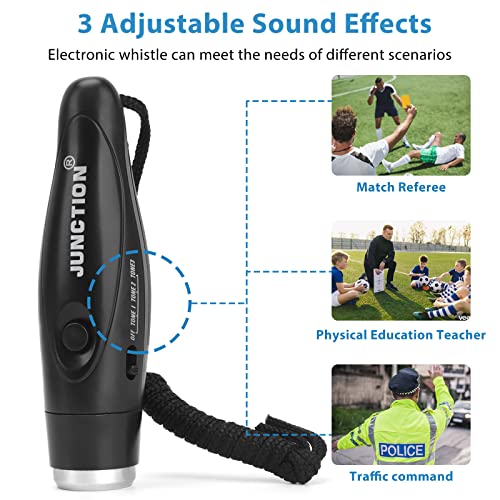 Electric Sports & Emergency Whistle 2 Pack with Lanyard, 3 Tones Loud 120dB