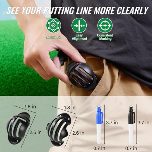 Golf Ball Marker Alignment Kit - 4-Piece Stencils & Pens