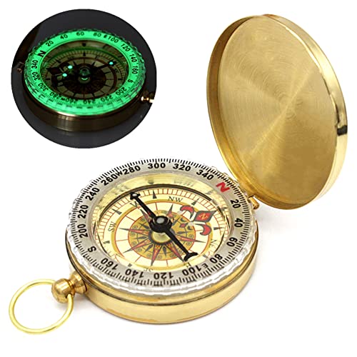 Golden Pocket Compass - Glow in the Dark Waterproof Navigation Tool