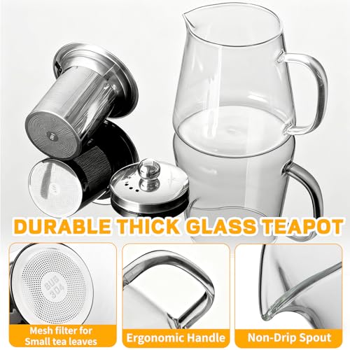 Borosilicate Glass Teapot with Stainless Steel Infuser - 550ML