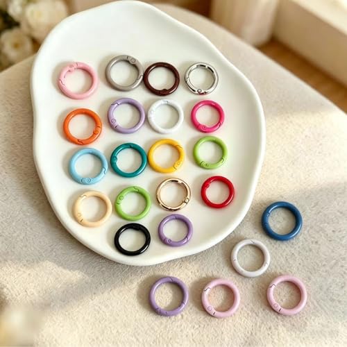 Hordolry Colorful 60Pcs Metal Carabiner Key Rings Bulk for DIY Keychains & Bag Charms