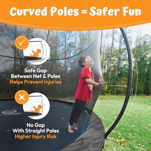 Outdoor Trampoline with Net for Kids - 14FT Black, ASTM Certified