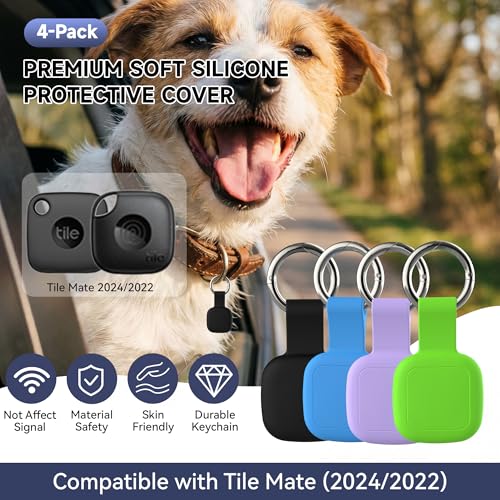 TuoxuGo 4-Pack Silicone Case for Tile Life360 Mate 2024/2022 Tracker - Black