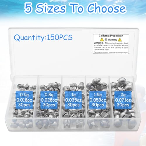Split Shot Fishing Weights Sinkers - 150 Pcs Open Mouth Design