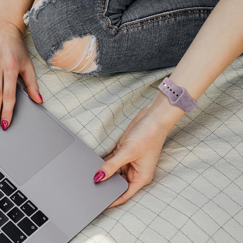 20mm Floral Silicone Watch Band for Smartwatches - Lavender Gray